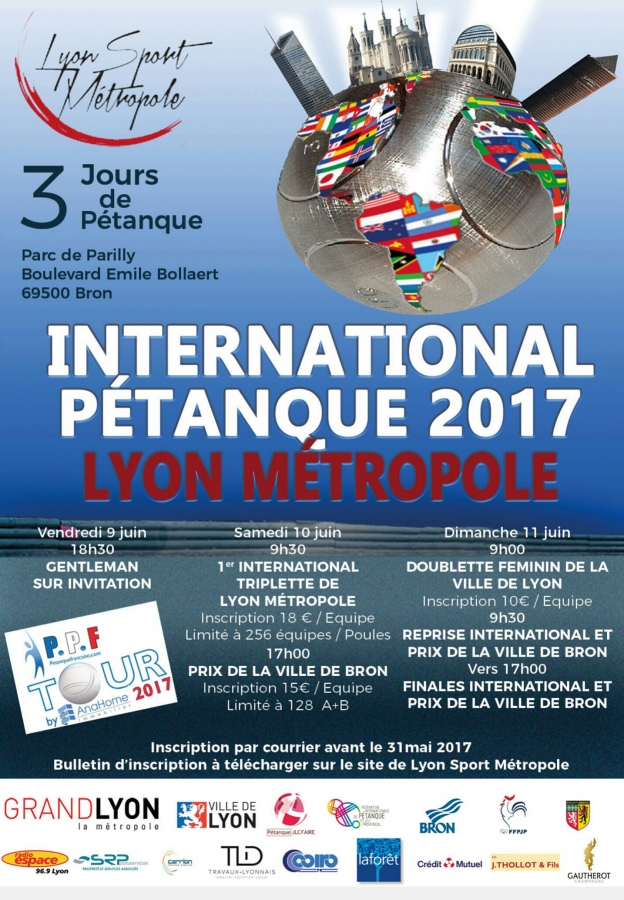 1er International à pétanque Lyon Métropole, du 9 au 11 juin 2017