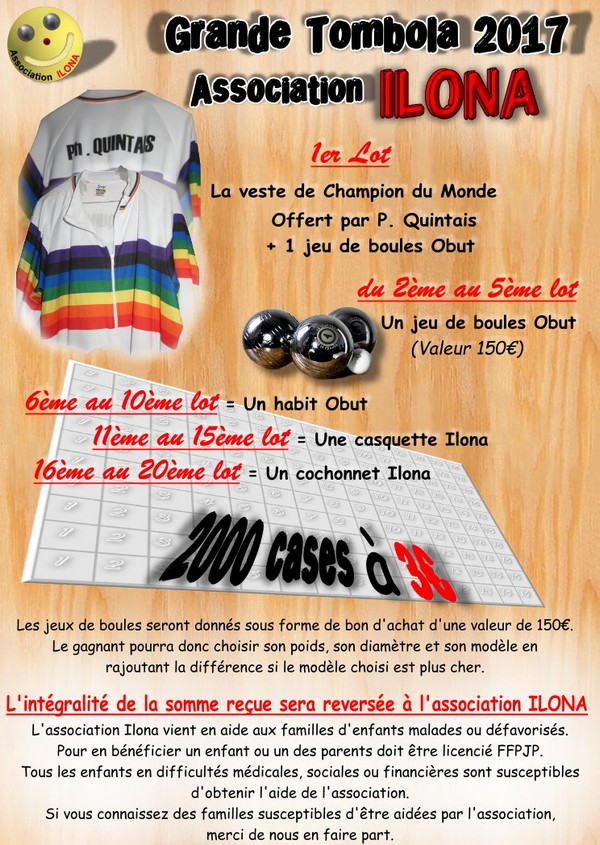 La grande tombola 2017 en faveur de l'association ILONA La grande tombola 2017 en faveur de l'association ILONA