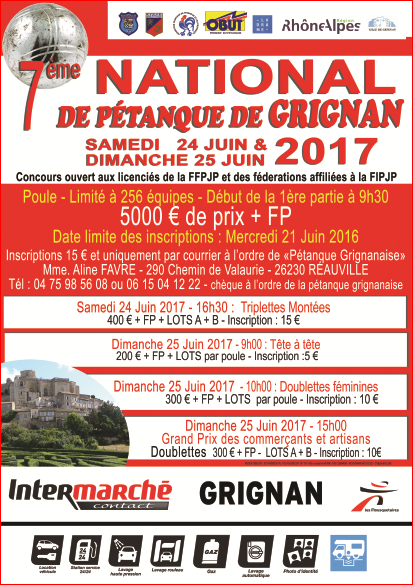 Concours NATIONAL DE GRIGNAN 2017 Concours NATIONAL DE GRIGNAN 2017