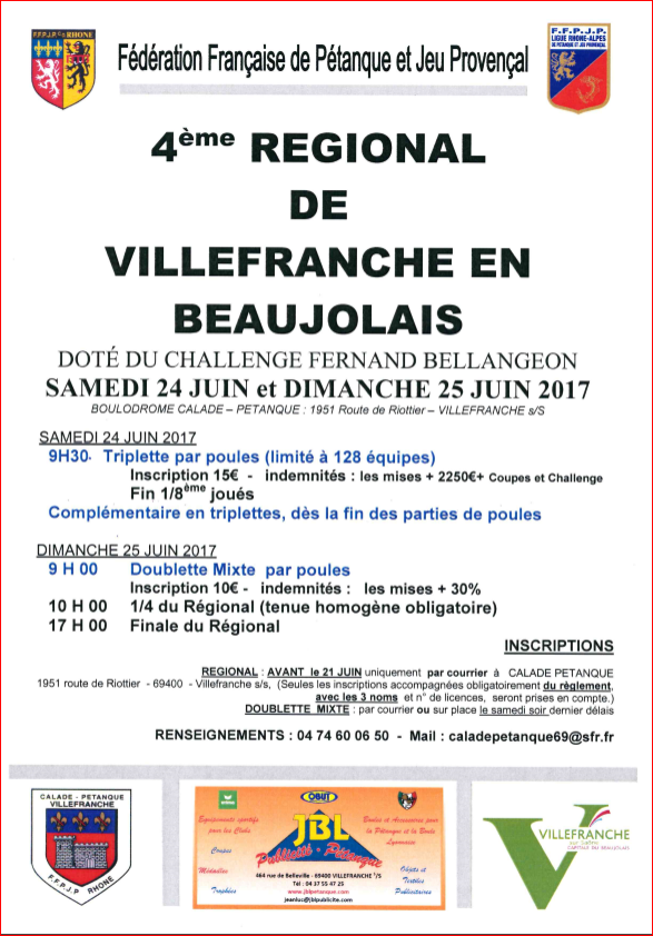 CONCOURS 4ième REGIONAL de CALADE VILLEFRANCHE SUR SAONE