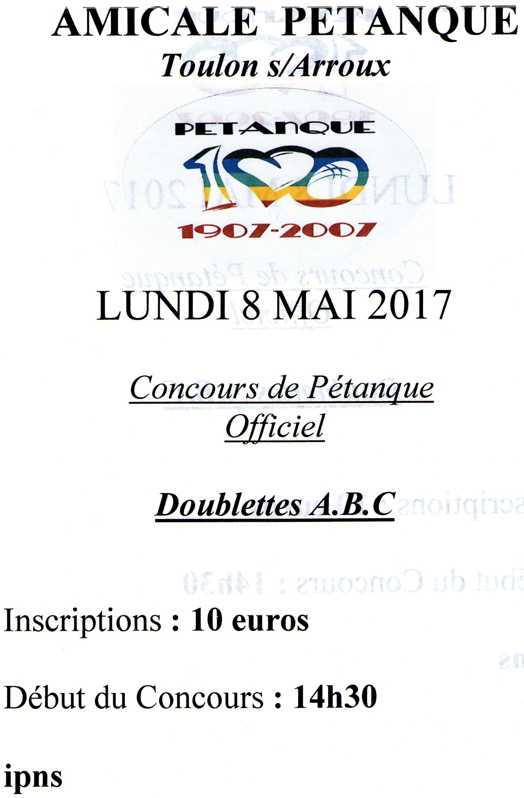 concours lundi 8 mai 2017 Toulon sur Arroux