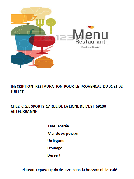 REPAS au Championnat du Rhône Doublette provençal samedi 01 juillet 2017 à CGE SPORT REPAS au Championnat du Rhône Doublette provençal samedi 01 juillet 2017 à CGE SPORT