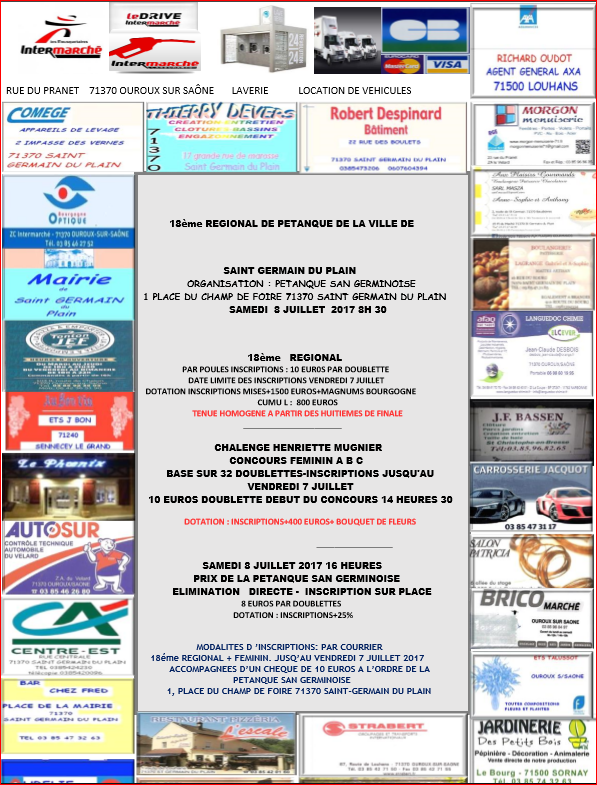 Concours REGIONAL ST GERMAIN DU PLAIN samedi 8 juillet 2017 Concours REGIONAL ST GERMAIN DU PLAIN samedi 8 juillet 2017