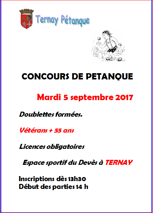 Concours vétéran à Ternay le mardi 5 septembre 2017 Concours vétéran à Ternay le mardi 5 septembre 2017