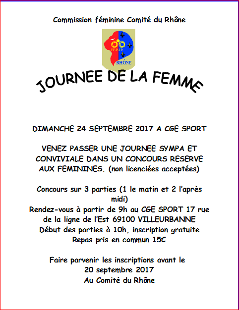 JOURNEE DE LA FEMME DIMANCHE 24 SEPTEMBRE 2017 A CGE SPORT JOURNEE DE LA FEMME DIMANCHE 24 SEPTEMBRE 2017 A CGE SPORT