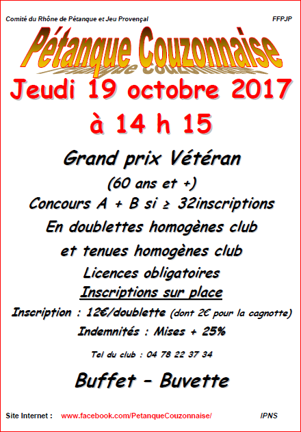 Concours GPV à Couzon le jeudi 19 octobre 2017