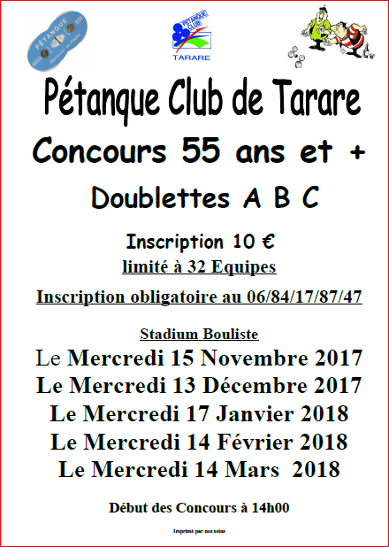 Calendrier 2017/2018 Concours 55 ans et plus à Tarare Calendrier 2017/2018 Concours 55 ans et plus à Tarare