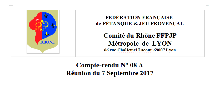 compte rendus des réunions du Comité Directeur des 7 et 28 Septembre 2017 compte rendus des réunions du Comité Directeur des 7 et 28 Septembre 2017