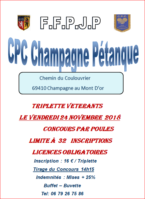 concours du vendredi 24 Novembre 2017 du CPC Champagne