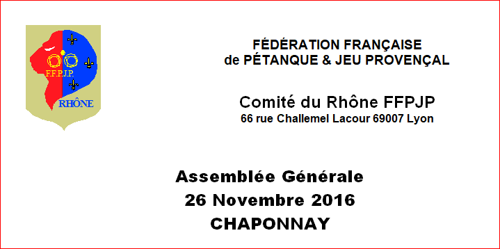 C.R. ASSEMBLEE GENERALE DU CD 69 EN 2016 A CHASSIEU