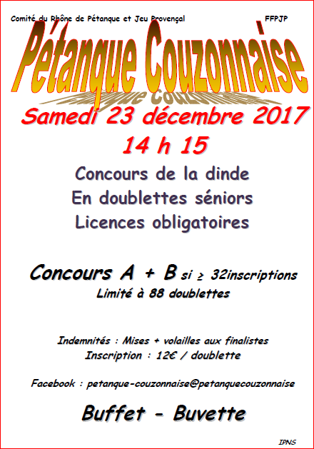 Concours de la dinde à Couzon le samedi 23 décembre 2017