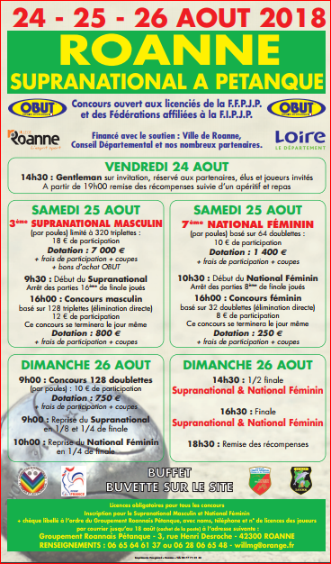 Supranational de Roanne  24.25.26. AOUT 2018 Supranational de Roanne  24.25.26. AOUT 2018