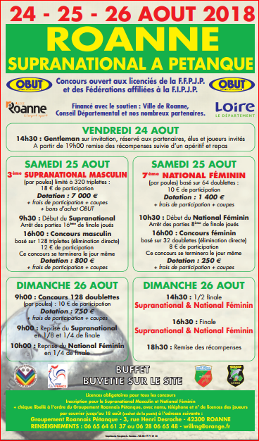 Supranational de Roanne  24.25.26. AOUT 2018