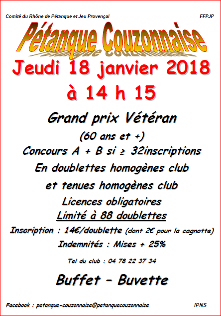 Concours vétérans jeudi 18 janvier 2018 CD69-Couzon au Mont d'Or Concours vétérans jeudi 18 janvier 2018 CD69-Couzon au Mont d'Or