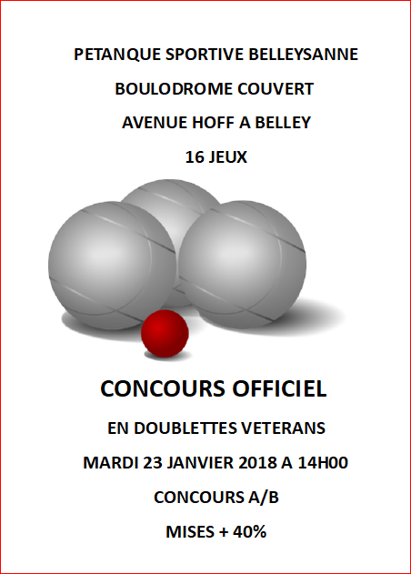 Concours DOUBLETTES VÉTÉRANS PÉTANQUE SPORTIVE BELLEYSANNE