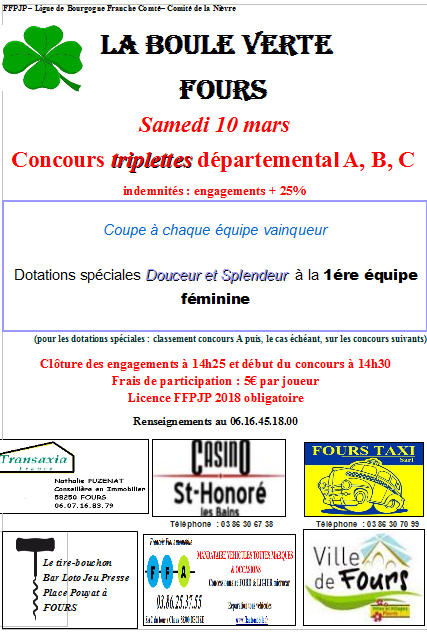 concours du samedi 10 mars 2018 à Fours