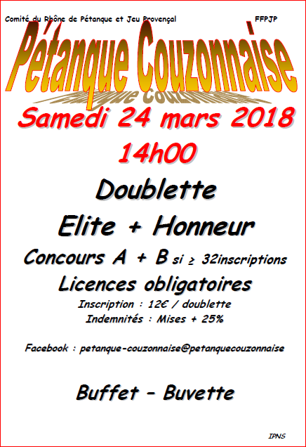 Concours Elite + Honneur du samedi 24 mars 2018 Concours Elite + Honneur du samedi 24 mars 2018