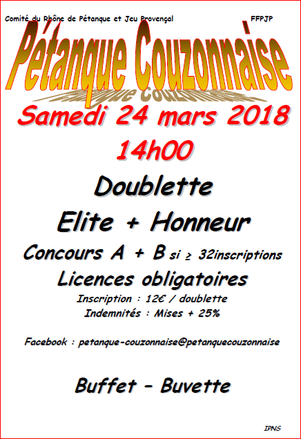 Concours  Elite + Honneur du samedi 24 mars 2018