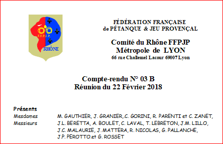 Compte-rendu N° 03 B Réunion du 22 Février 2018