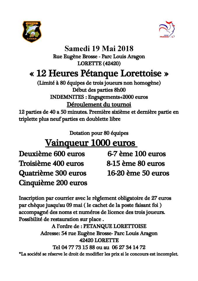 Concours les 12heures lorettoise samedi 19 mai 2018 Concours les 12heures lorettoise samedi 19 mai 2018