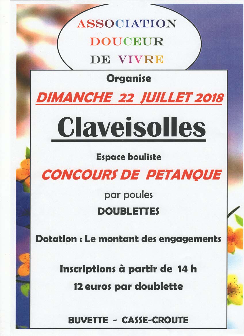 Concours de Pétanque DOUCEUR DE VIVRE 22 juillet 2018