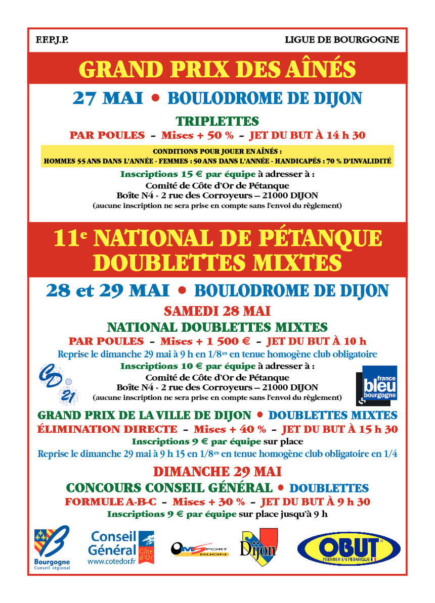 11e NATIONAL DE PÉTANQUE DOUBLETTES MIXTES