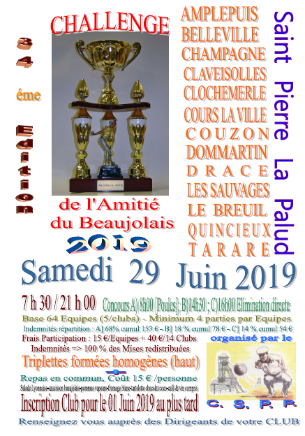 Challenge de l'Amitié du 29/06/2019 à Saint Pierre La Palud