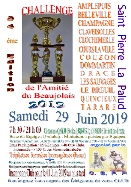 Challenge de l'Amitié du 29/06/2019 à Saint Pierre La Palud Challenge de l'Amitié du 29/06/2019 à Saint Pierre La Palud