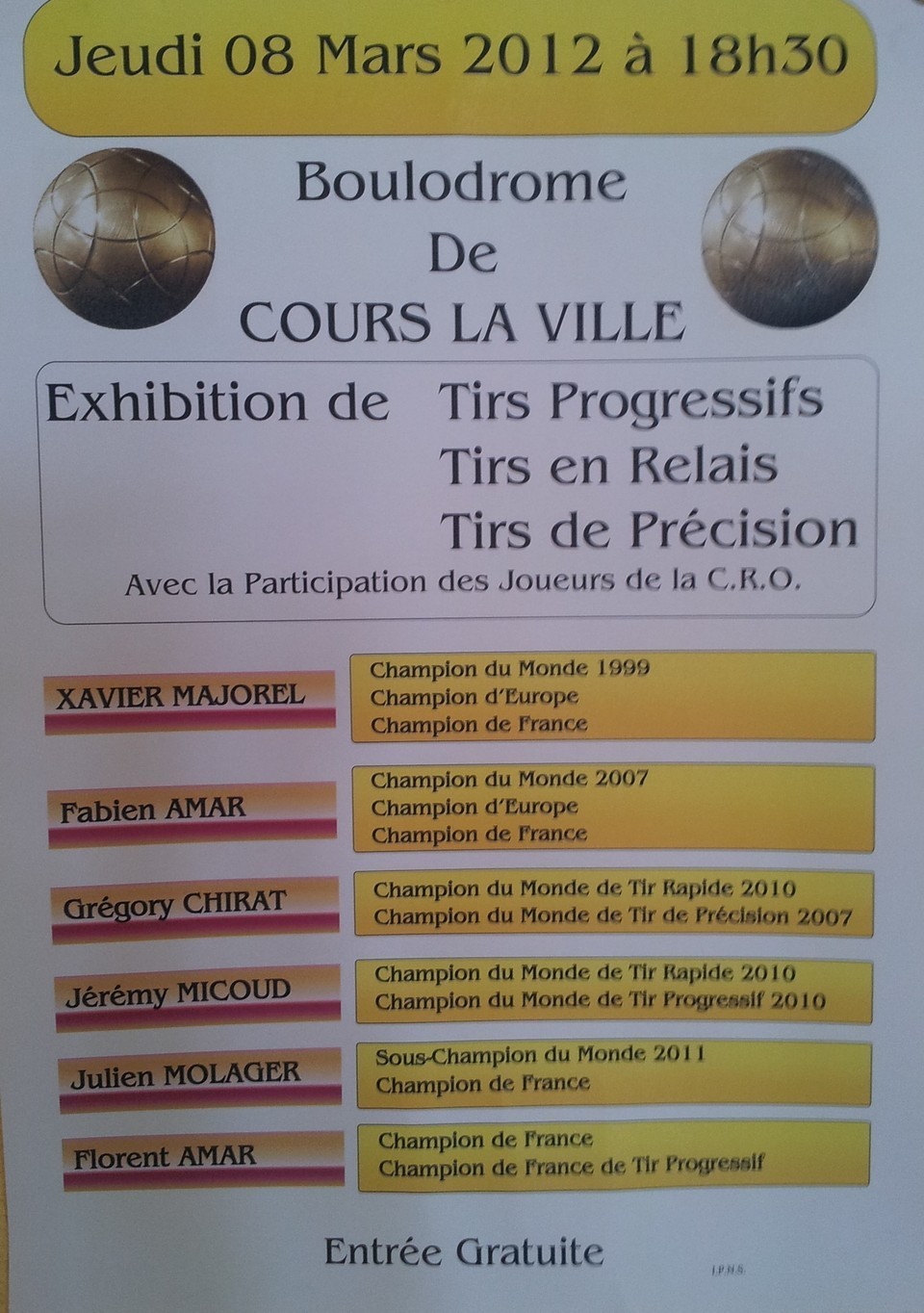 Exhibition de Tir progressifs, en Relais, de Précision