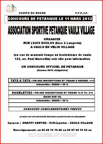 concours Vaulx village dimanche 11 mars 2012