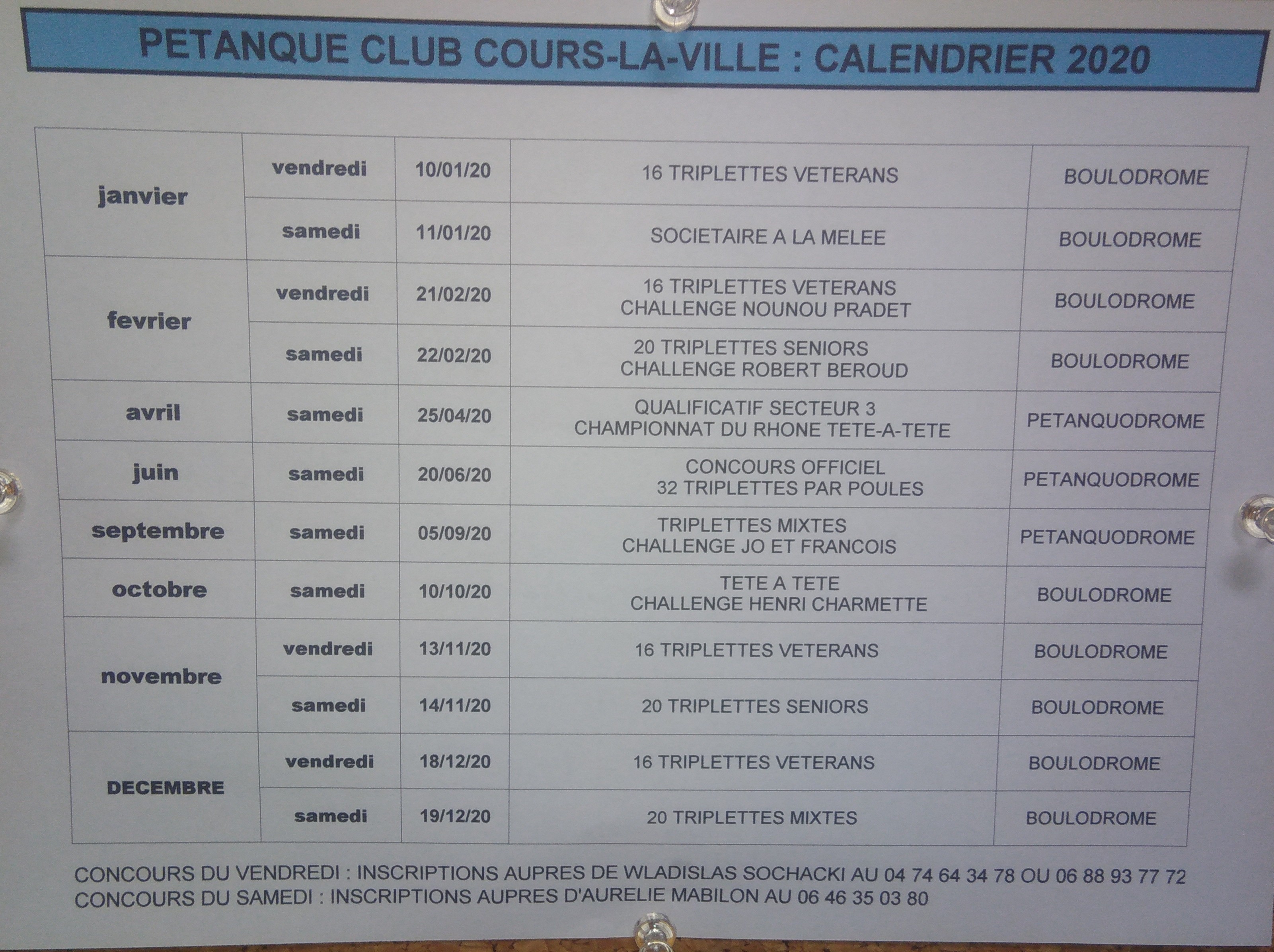 Calendrier cours la ville 2020 Calendrier cours la ville 2020