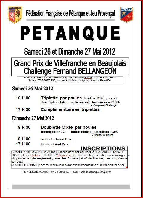 Challenge Fernand Bellangeon samedi 26 mai 2012