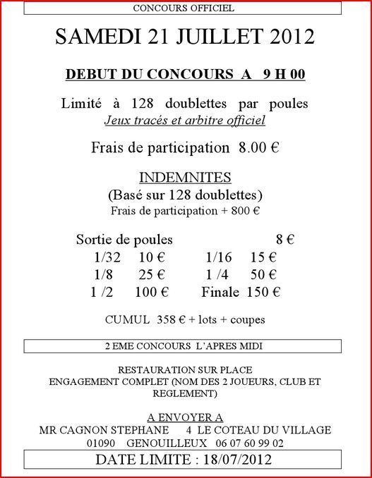 Concours Fareins samedi 21 juillet 2012