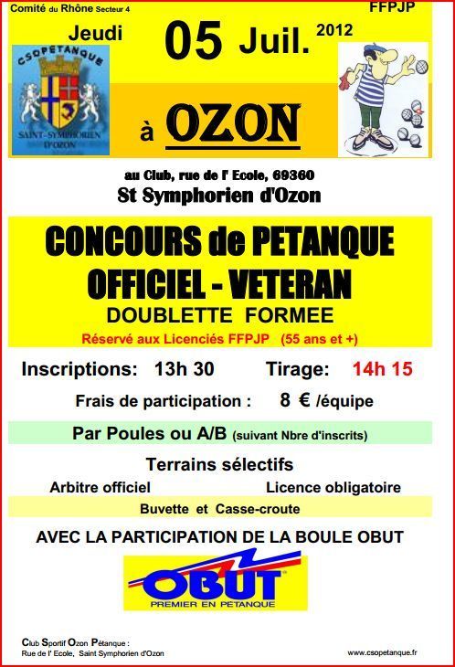 Concours à Ozon le jeudi 05 juillet 2012 vétérans