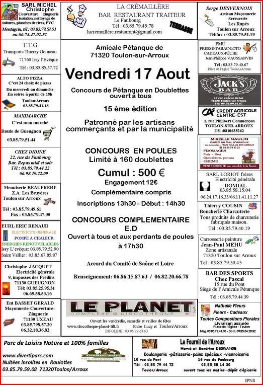 vendredi 17 août Toulon-sur-Arroux