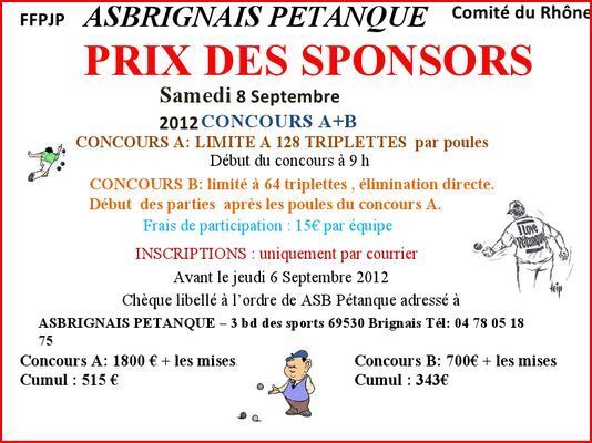 Prix des Sponsors du 8 Septemmbre 2012.