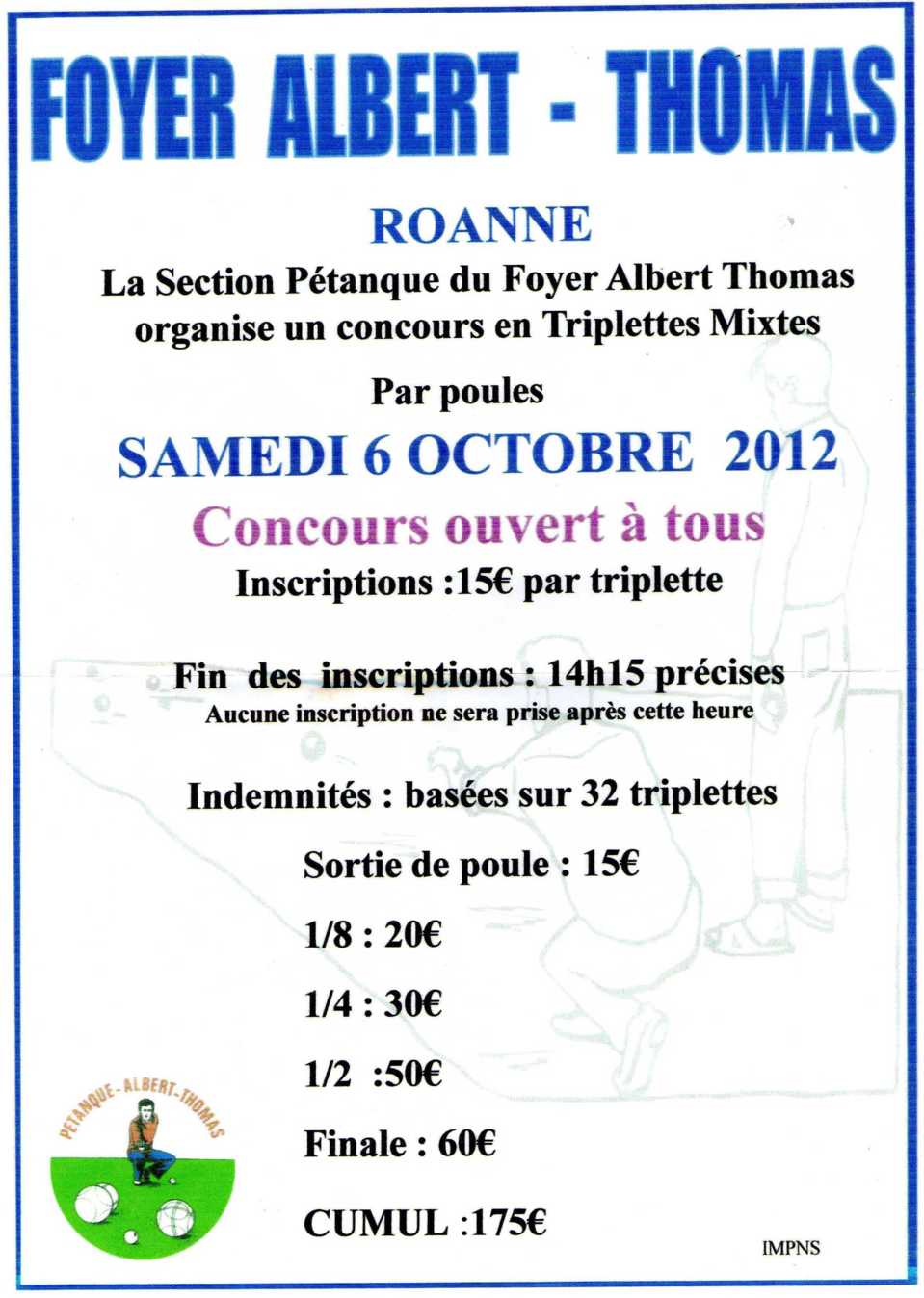 Concours samedi 06 octobre 2012 Albert Thomas Concours samedi 06 octobre 2012 Albert Thomas