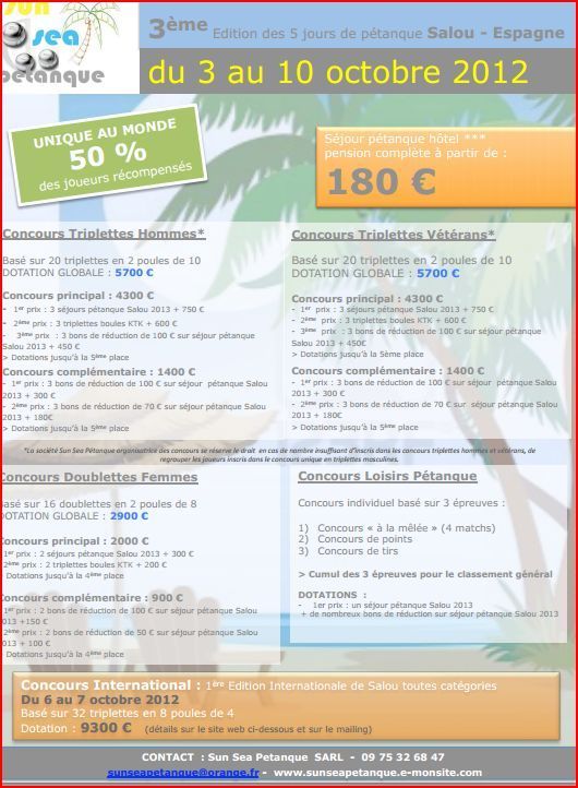 3ème  Edition des 5 jours de pétanque Salou - Espagne 3ème  Edition des 5 jours de pétanque Salou - Espagne