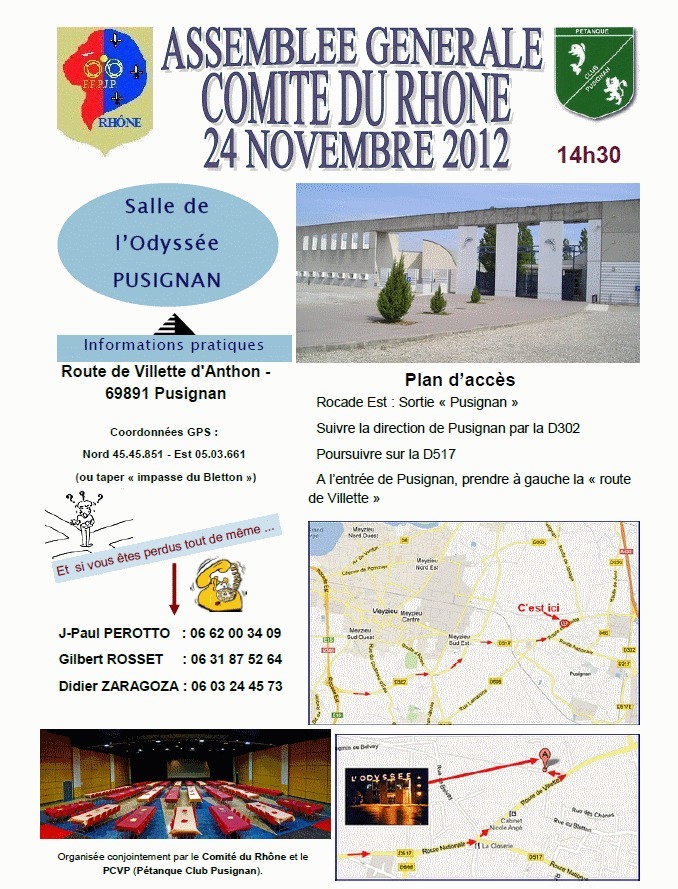 Assemblée générale comité du Rhône 24 novembre 2012 Assemblée générale comité du Rhône 24 novembre 2012