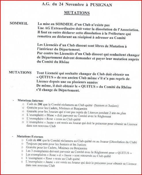réglementation sur les mutations pour 2013 réglementation sur les mutations pour 2013