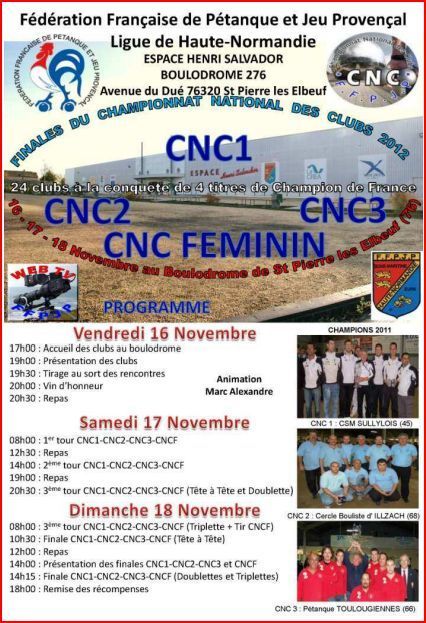 Championnat National des Clubs St Pierre les Elbeuf reçoit la finale du CNC Championnat National des Clubs St Pierre les Elbeuf reçoit la finale du CNC