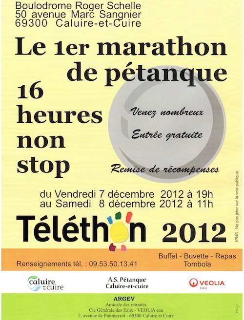 1er marathon de pétanque Téléthon 2012