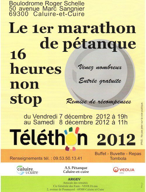 1er marathon de pétanque Téléthon 2012 1er marathon de pétanque Téléthon 2012