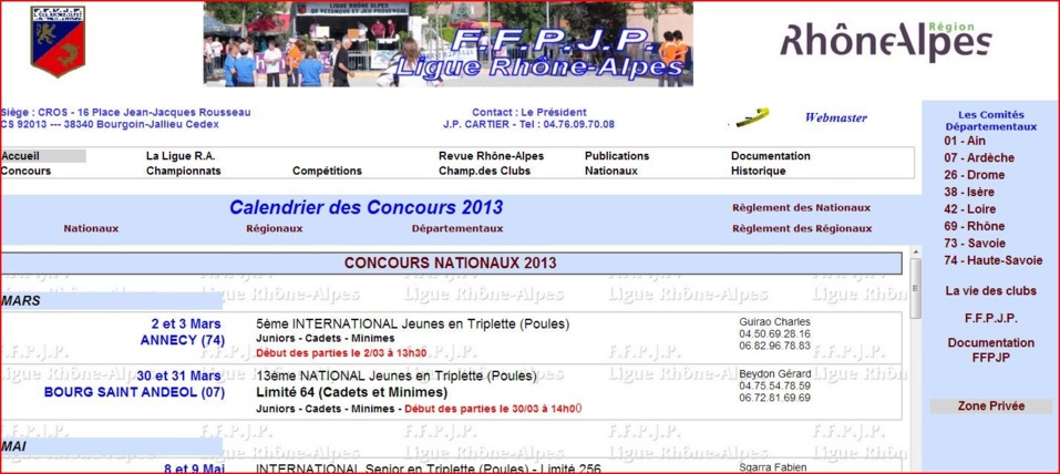 Calendriers des concours Départementaux   Régionaux   Nationaux 2013