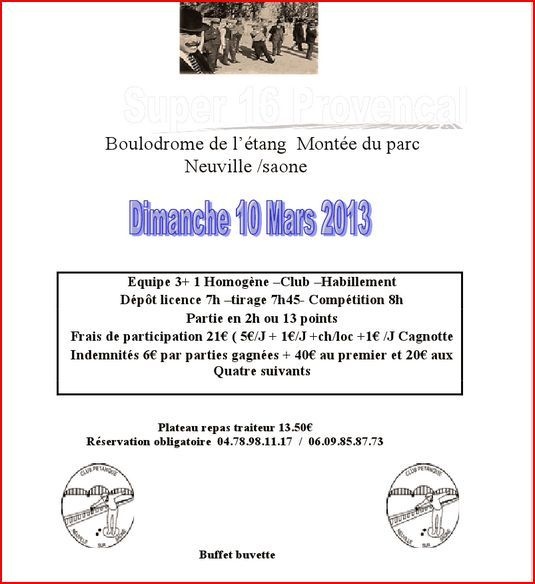 Super 16 provençal dimanche 10 mars 2013 Super 16 provençal dimanche 10 mars 2013