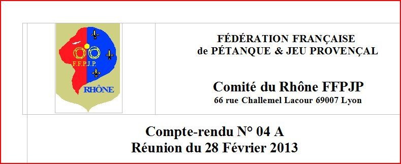 Compte-rendu N° 04 A Réunion du 28 Février 2013