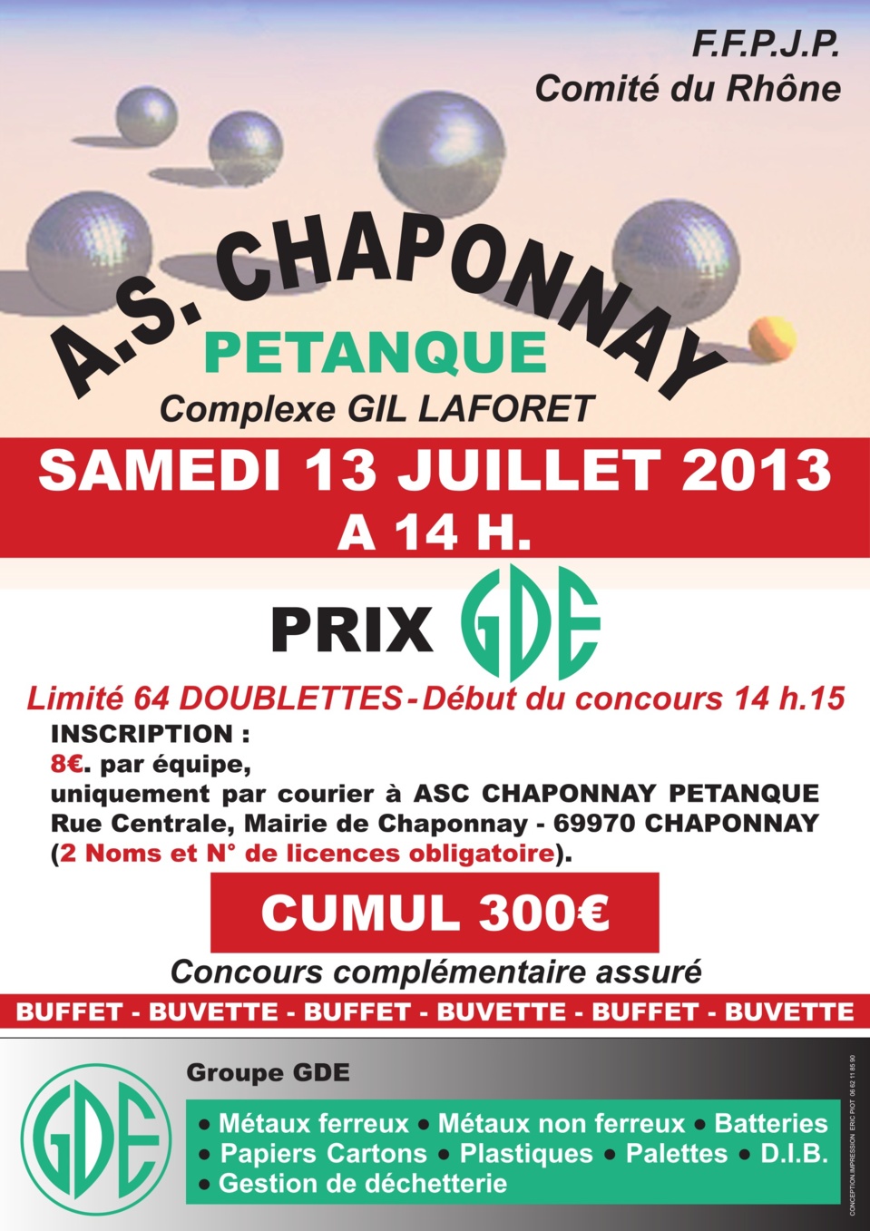 A.S CHAPONNAY Samedi 13 juillet A.S CHAPONNAY Samedi 13 juillet