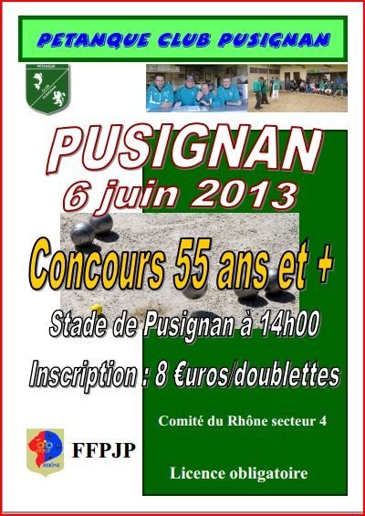 Concours 55 ans et + jeudi 6 juin 2013 à Pusignan