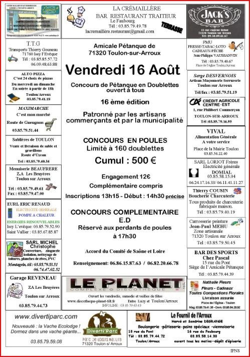 Concours commerçants 2013. Toulon sur Arroux