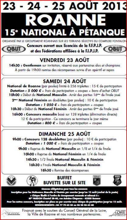 National de ROANNE, les 23-24-25 Août 2013 National de ROANNE, les 23-24-25 Août 2013